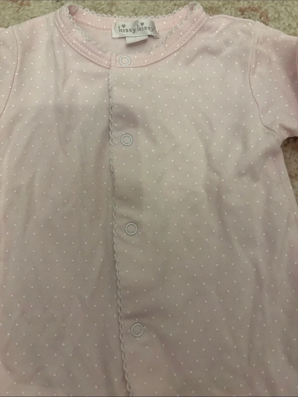Kissy kissy Pink Dot Baby One-Piece Footed Sleeper